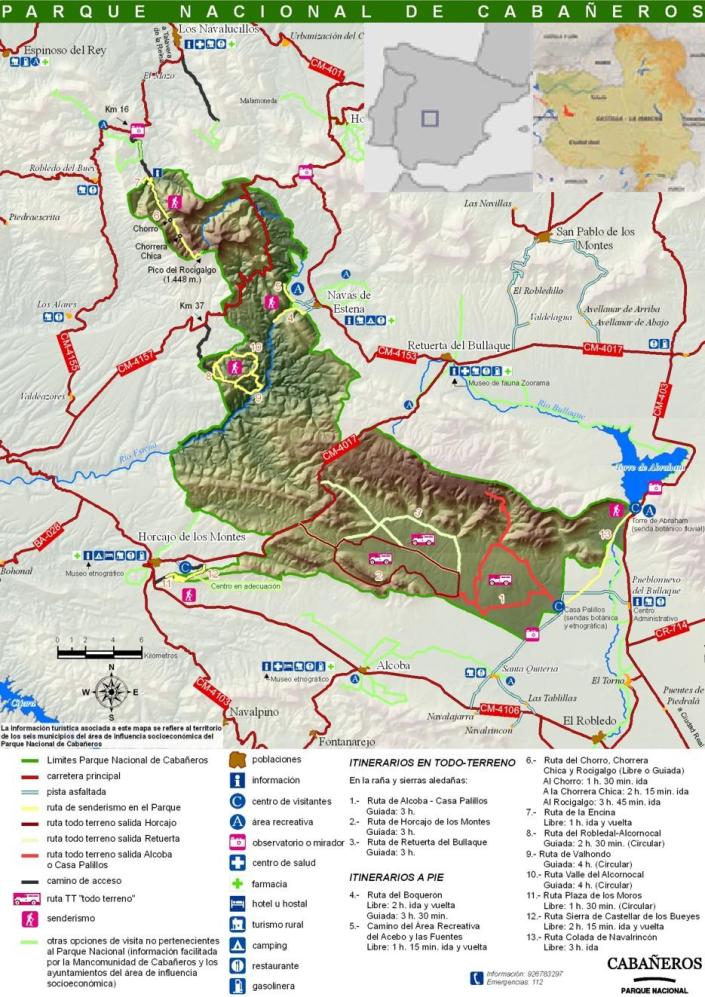 Mapa del Parque Nacional de Cabañeros